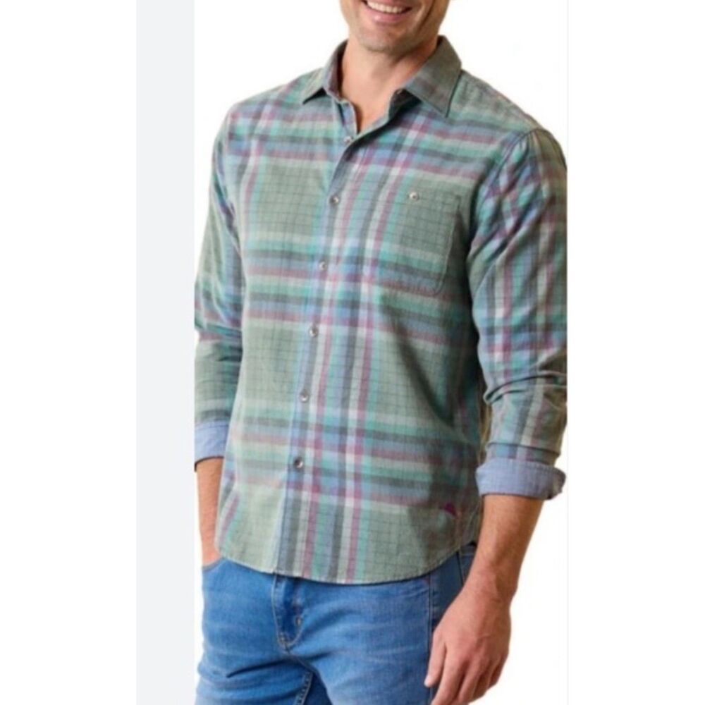 Tommy Bahama Men's Coastline Corduroy Shirt Plaid Size Small New
